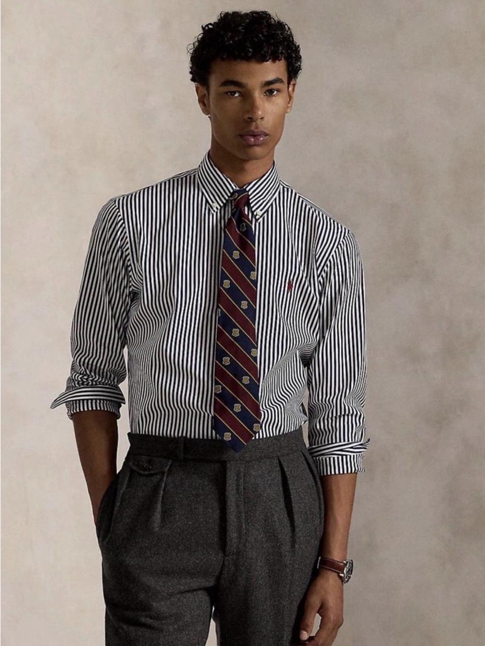 Ralph Lauren Men’s Custom Fit Striped Poplin Shirt Blue/White Preppy XXL